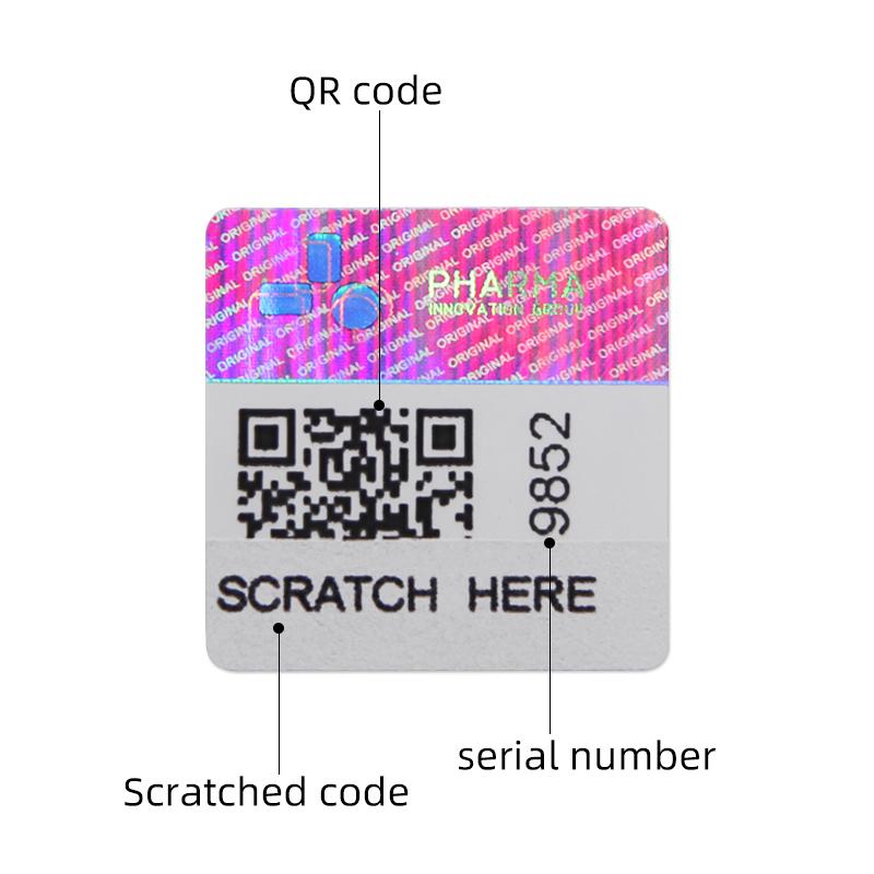 Scratched code serial number QR code hologram sticker